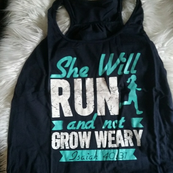tops she will run and not grow weary tank poshmark